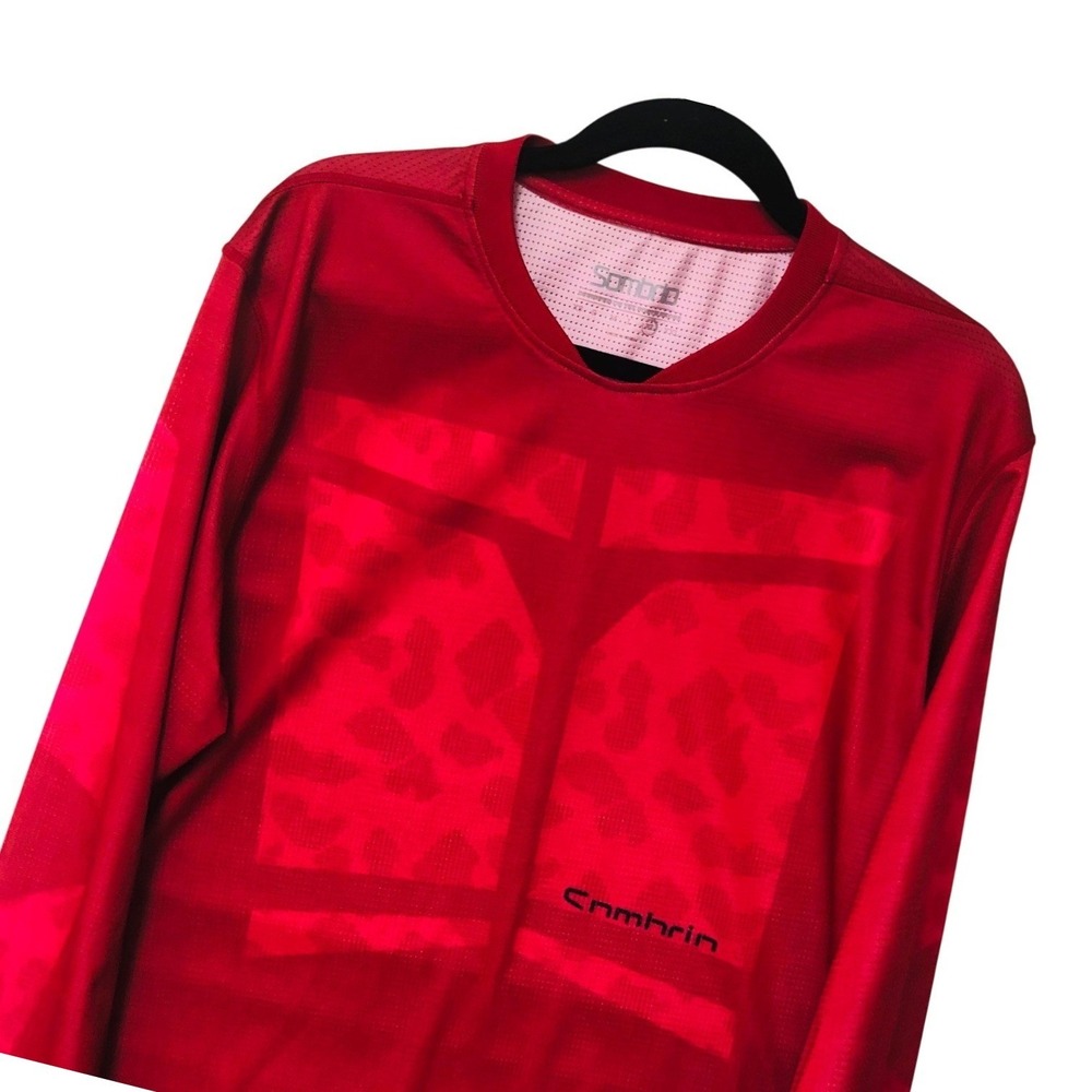 Sombrio Mens Red Long Sleeve Mountain Bike Jersey Mesh Graphic MTB Shirt XL